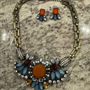Stunning statement gem stone necklace and earrings set